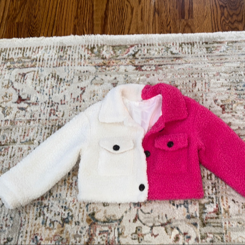 Pink and White Fleece Jacket